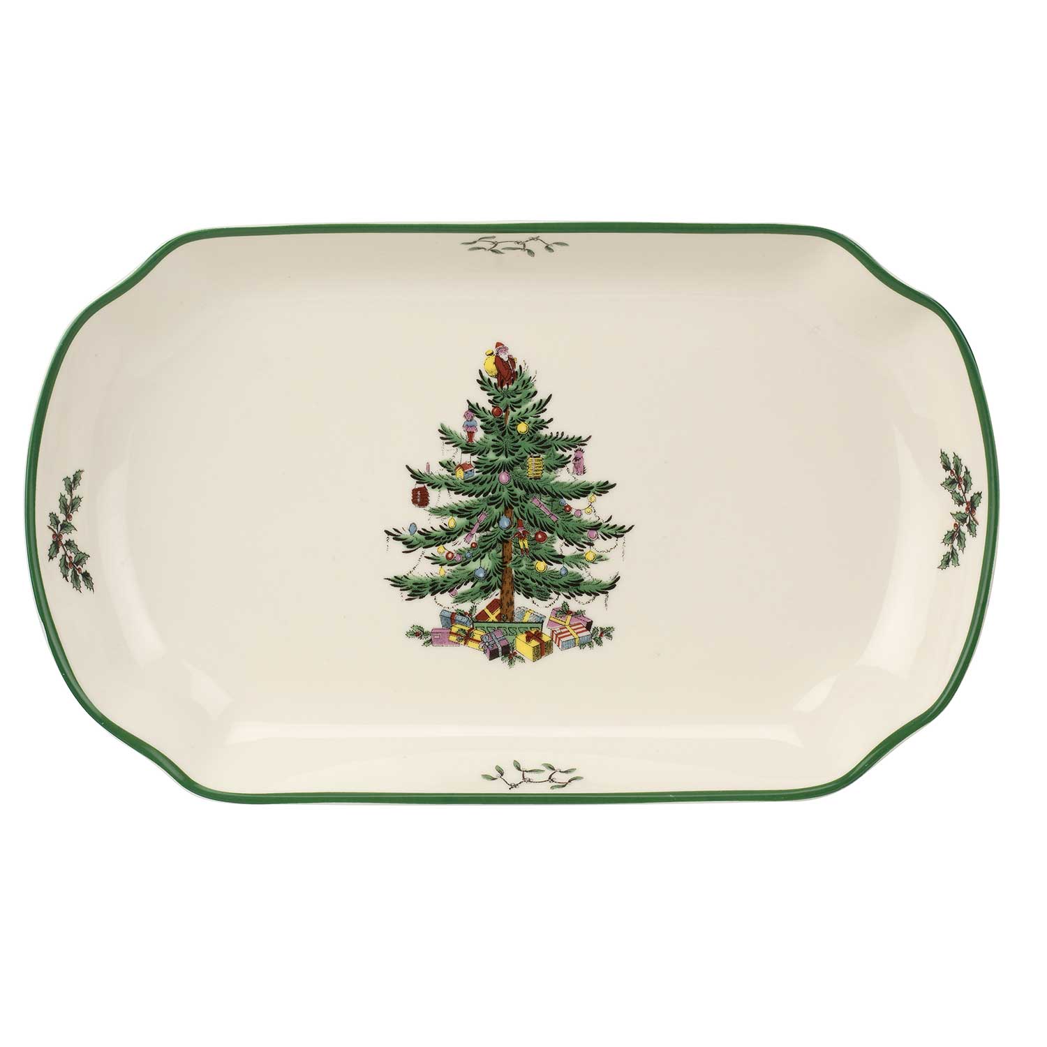 Christmas Tree Rectangular Scalloped Tray image number null